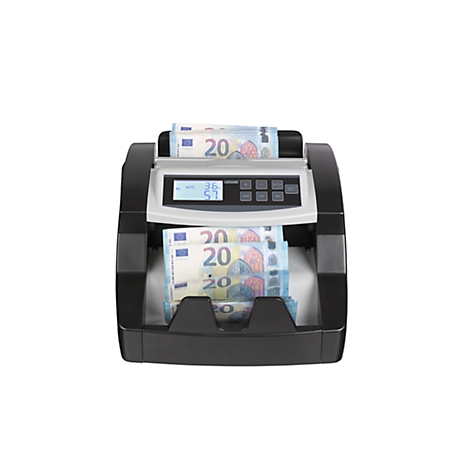 Money counter with 20 euro bills, display with numbers.