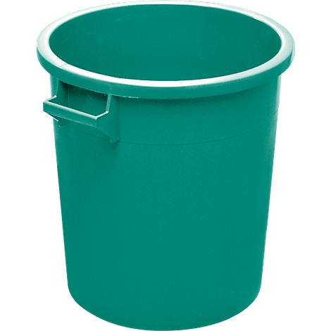 Green trash can with handles.