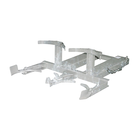 Metal device, light gray, for carrying objects. With chains and hooks.