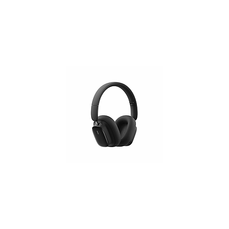 Casque circum-auriculaire noir sur fond blanc.
