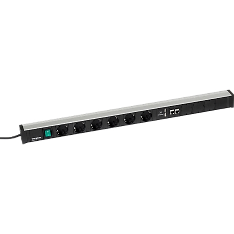 Bâti de prises 836/3, 6x, 2 x CAT6A, 2 x USB A, interrupteur marche/arrêt, câble de 4,5 m, 16 A/250 V, L 836 x P 42 x H 52 mm, aluminium