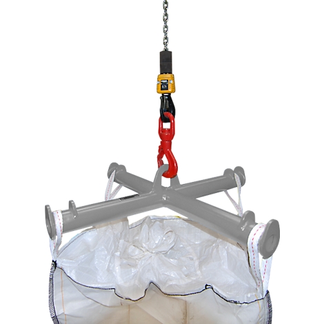 Bauer Big Bag Traverse TBB, for crane, L 1100 x W 1100 x H 215 mm, up to 2000 kg, tubular steel, mouse gray