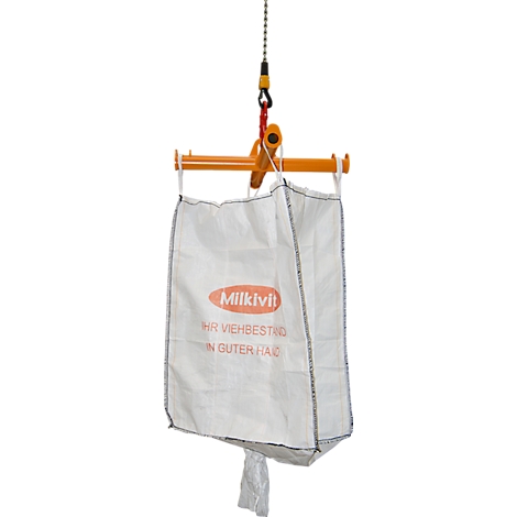 Bauer Big Bag Traverse TBB, for crane, L 1100 x W 1100 x H 215 mm, up to 2000 kg, tubular steel, yellow-orange