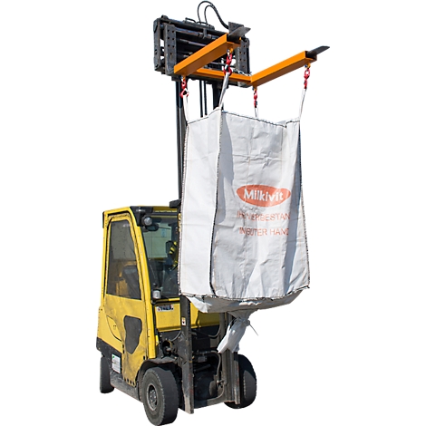 Bauer Big Bag Traverse TBB-W, for forklift, L 900 x W 945 x H 365 mm, up to 1250 kg, steel, yellow-orange