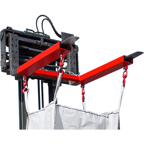 Bauer Big Bag Traverse TBB-W, for forklift truck, L 900 x W 945 x H 365 mm, up to 1250 kg, steel, fire red