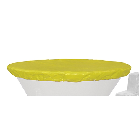 Housse jaune sur un objet blanc. Le fond est blanc.