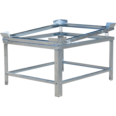 Metal frame with spring mechanism, photographed from the front. The frame is square, with springs at the corners.