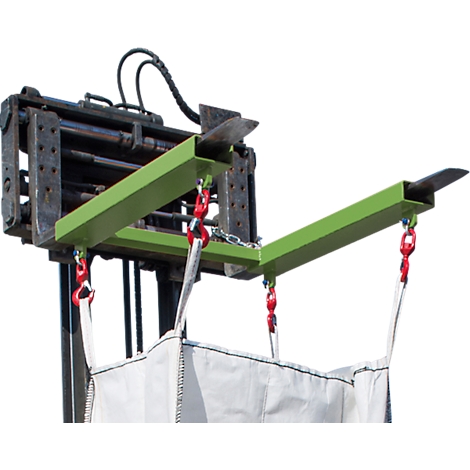 Bauer Traverse pour big bags TBB-W, pour chariot élévateur, L 900 x l 945 x H 365 mm, jusqu'à 1250 kg, acier, vert réséda