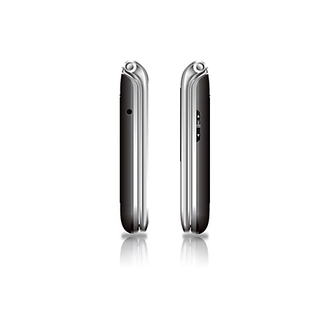 Zwei schwarze Mobiltelefone im Profil, mit silbernen Akzenten und einer Reflexion auf weißem Hintergrund.