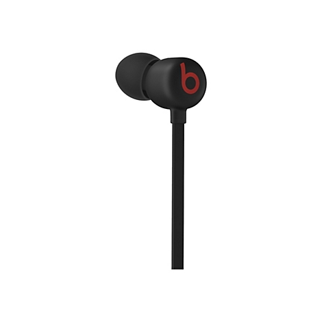 Schwarze In-Ear-KopfhÃ¶rer mit rotem Beats-Logo. Der KopfhÃ¶rer hat einen langen, schmalen Stiel.