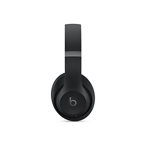 Casque supra-auriculaire noir, marque Beats. Le logo b emblématique est visible sur l'écouteur.
