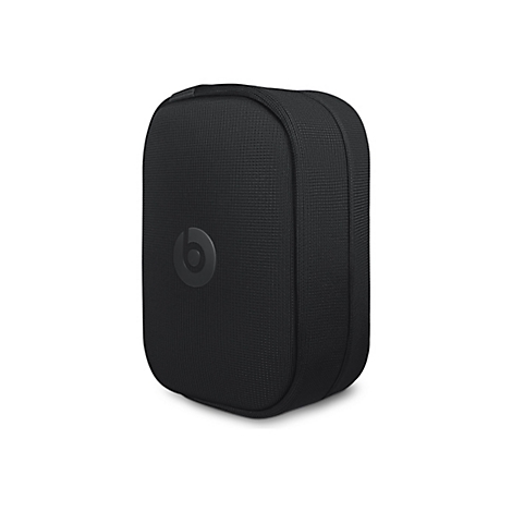 Schwarzes, ovales Etui mit Beats-Logo. Die OberflÃ¤che hat eine feine Textur.