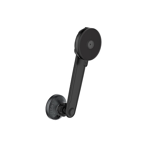 Support de smartphone noir composé d'une ventouse, d'un bras et d'un support rond.