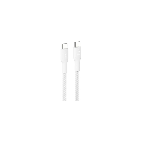 Zwei weiße USB-C-Kabel nebeneinander; Stecker und Kabelstrang sind erkennbar.