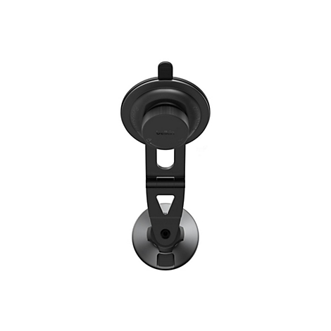 Support de voiture noir avec ventouse et logo Belkin. L'accessoire est conçu pour être monté dans la voiture.