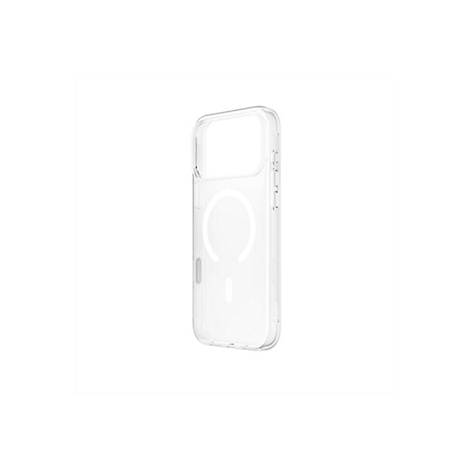 Coque de téléphone transparente, avec fonction MagSafe, sur fond blanc.