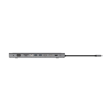 Hub USB-C gris avec ports HDMI, USB 3.0, etc.
