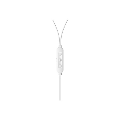 Gros plan d'un câble d'écouteurs blanc avec des boutons de commande.
