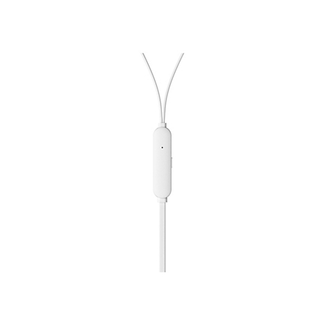 Gros plan d'une télécommande et d'un câble de casque blancs sur fond blanc.