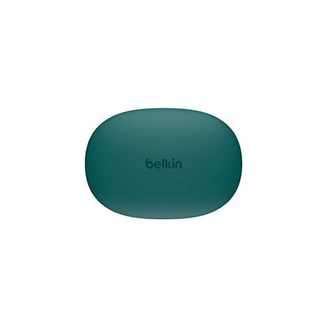 Ovale, smaragdgrüne Ladebox, Belkin Schriftzug.
