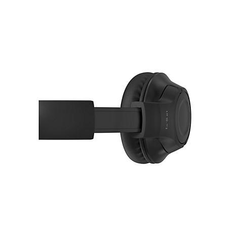 Schwarzer Kopfhörer, mit Belkin-Logo, auf weißem Hintergrund.