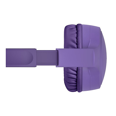 Vue de dessus d'un casque violet. Rembourrage et bandeau de la même couleur. Fond blanc.