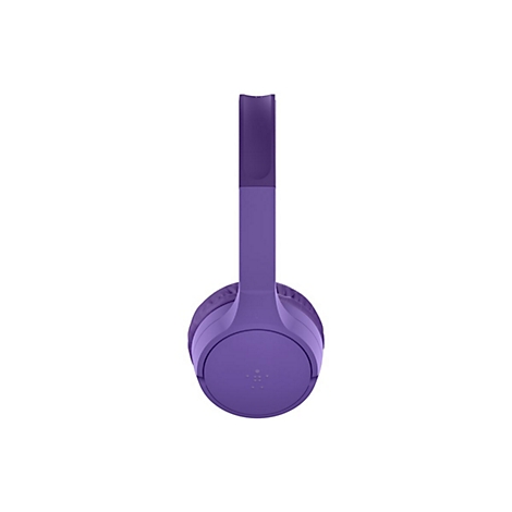 Casque violet, vue latérale, sur fond blanc.