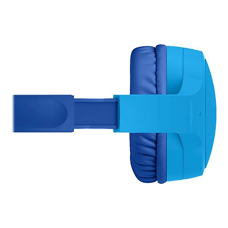 Casque bleu-turquoise vu de dessus. Les coussinets sont bleus, le reste du casque est turquoise.