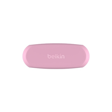 Hellrosa, längliche Form, abgerundete Ecken; „belkin“ Schriftzug mittig.