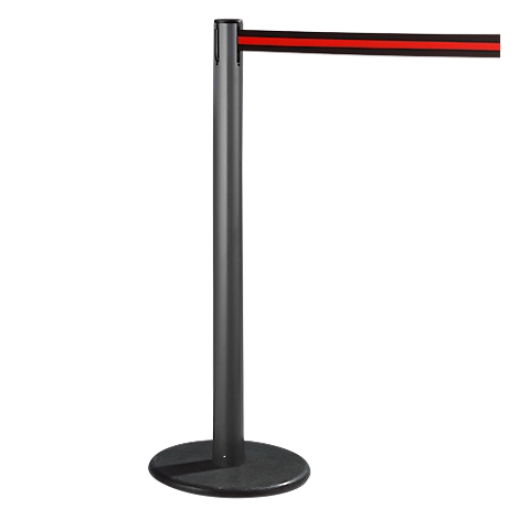 Black barrier with red tape and black base.