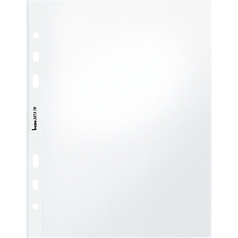 Transparent document sleeve with holes and the imprint "bune 2073 70".
