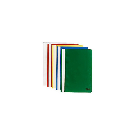 Various colored file folders stand side by side, in the foreground a green folder with a white edge.