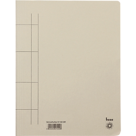 Beige file folder with black grid and text. Logo in the bottom right.