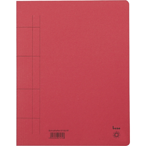 Red index card with grid lines and barcode. There is a logo and text on the bottom right.