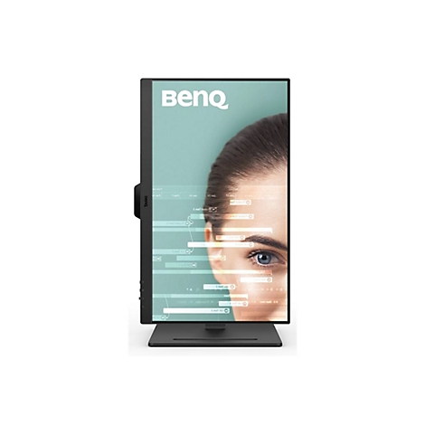Un moniteur BenQ noir affichant un œil et du texte. Le logo de la marque est visible en haut à gauche.