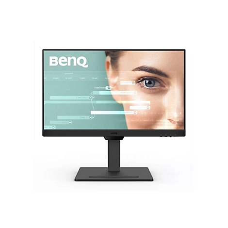 Schwarzer Monitor mit BenQ Logo. Auf dem Bildschirm ist ein Auge und ein Daten-Overlay zu sehen.