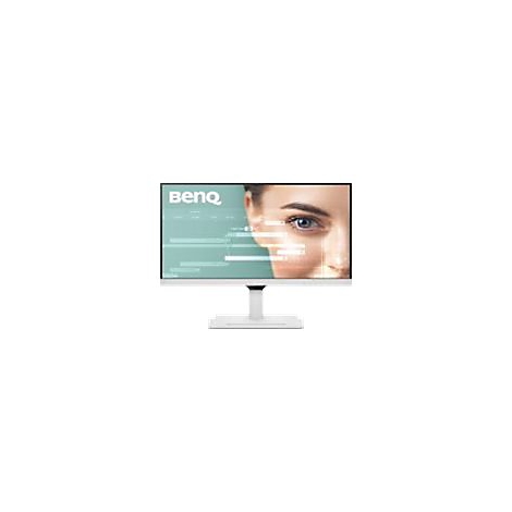 Weißer Monitor mit BenQ-Logo, Bildschirm zeigt ein Auge und Daten. 