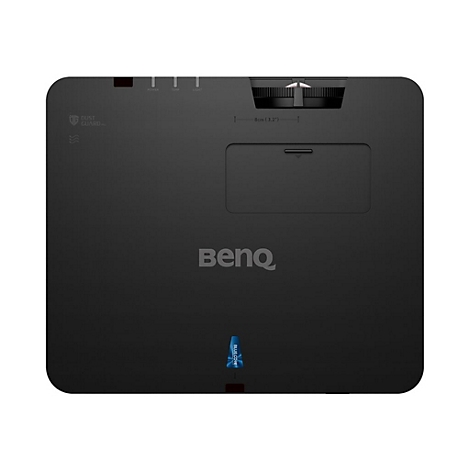 Schwarzer Projektor mit „BenQ“-Logo. Oben Leuchtelemente. Aufschrift „Dust Guard“.