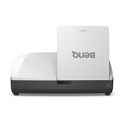 Projektor in Weiß und Dunkelgrau mit BenQ-Logo. Oben steht WXGA.