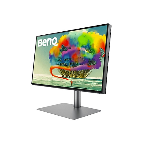 Moniteur avec une œuvre d'art d'arbre colorée. Logo BenQ en haut à gauche.