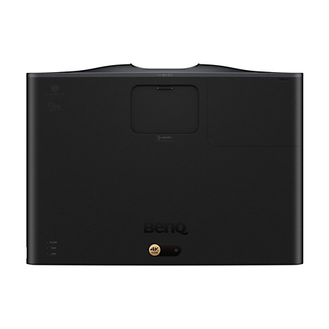 Schwarzer Projektor mit 4K HDR-Logo, BenQ-Schriftzug und Bedienelementen.