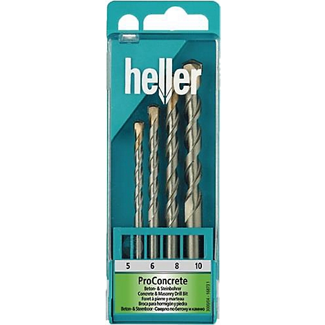 Boorset in blisterverpakking. Heller ProConcrete, maten: 5, 6, 8, 10 mm.