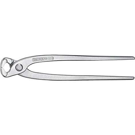 Een zilverkleurige tang met lange hefboomarmen en een ronde kop met grijpbekken. Op de tang staat "KNIPEX 99-210".