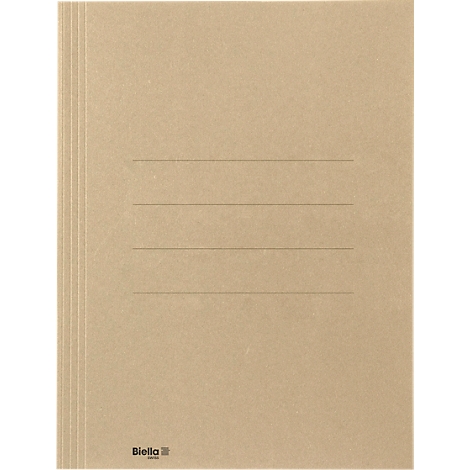 Beige Aktenmappe mit horizontalen Linien. Am unteren Rand steht „Biella“.