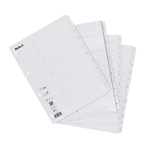 White divider sheets, perforated and numbered, on a white background.