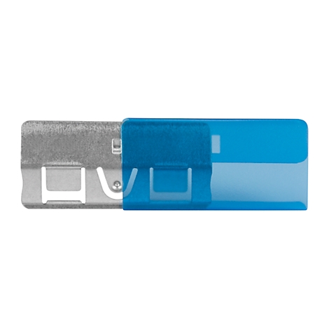 Close-up of a metal part with blue plastic covering.