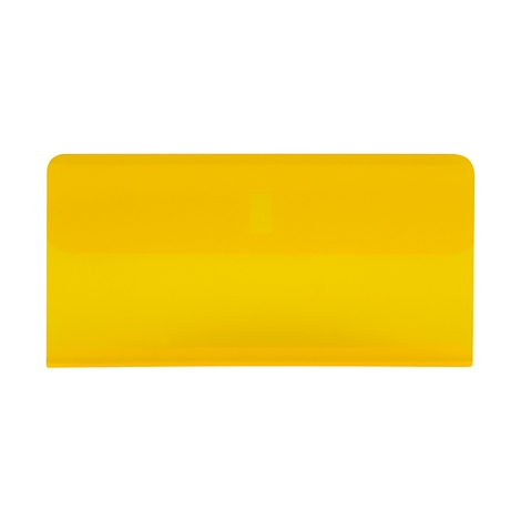 Yellow squeegee, rectangular with rounded corners.