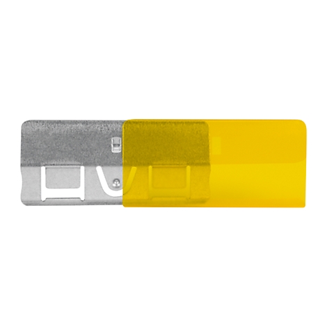 Metal part with yellow plastic. A detailed close-up.