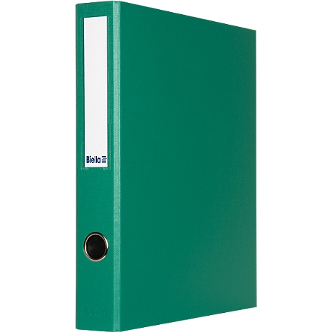 Green binder with white label and the 'Biella' logo.