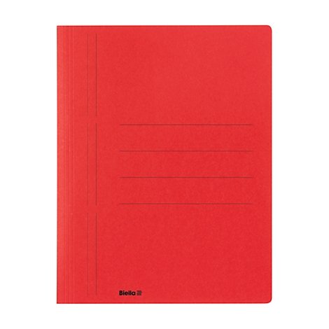 Roter Schnellhefter mit drei Linien und dem 'Biella' Logo.